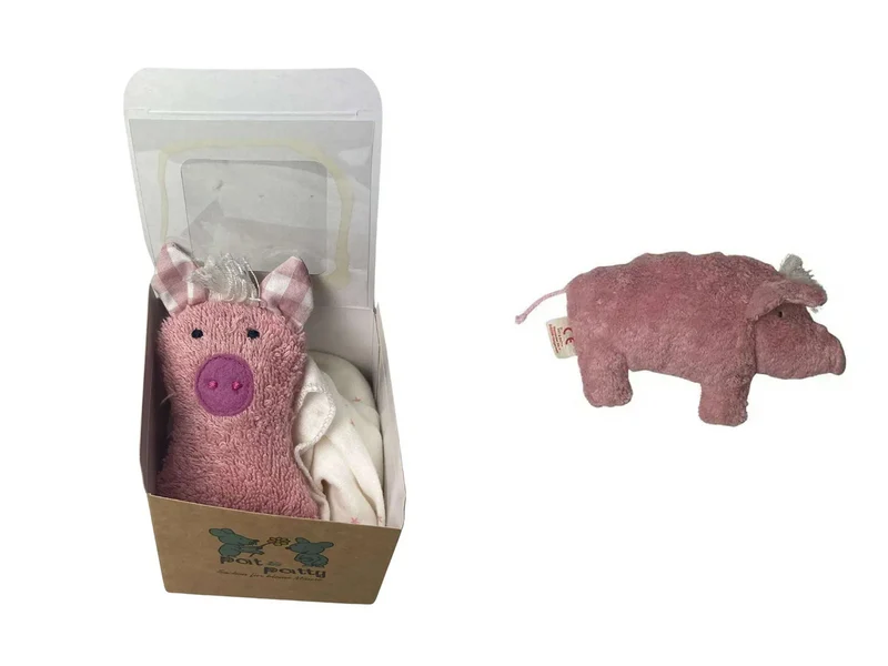 Geschenkset Schwein – Schmusetuch & Rassel