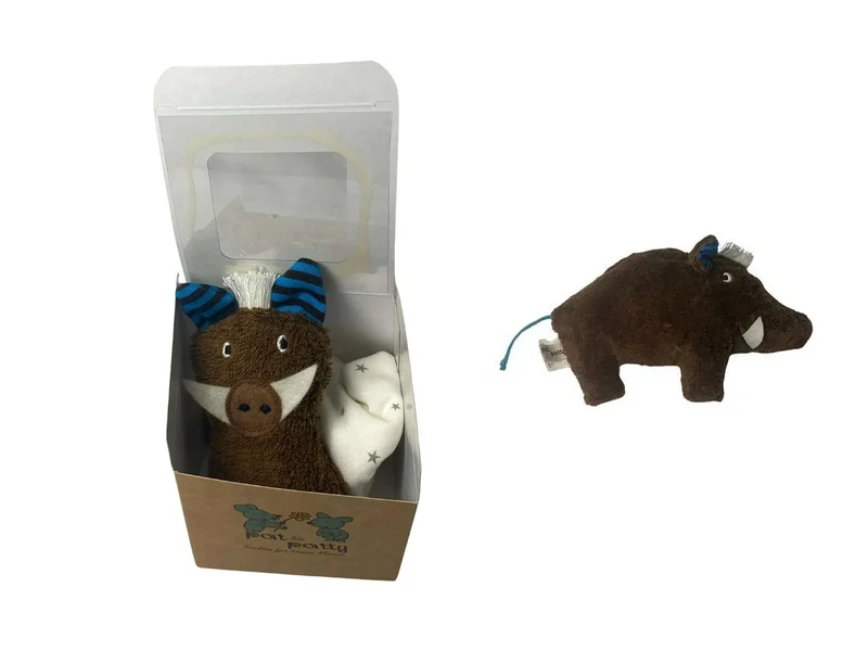Geschenkset Wildschwein – Schmusetuch & Rassel