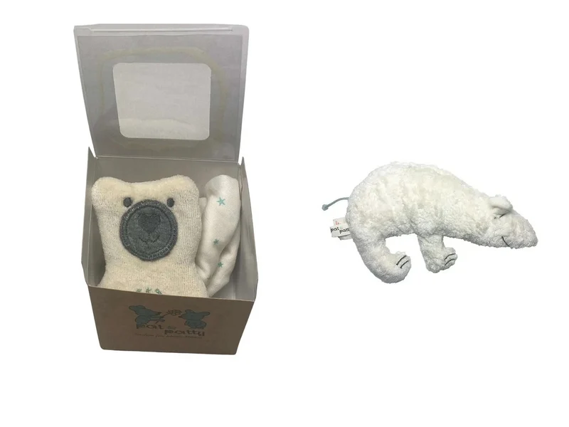 Geschenkset Eisbär – Schmusetuch & Rassel